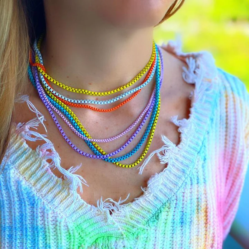 MC 925 Sterling Colorful Chain Sterling Silver Pendant Clavicle Necklace For Women INS Simple Summer Zircon 45cm Chain Necklace 
MC 925 Sterling Colorful Chain Sterling Silver Pendant Clavicle Necklace For Women INS Simple Summer Zircon 45cm Chain Necklace