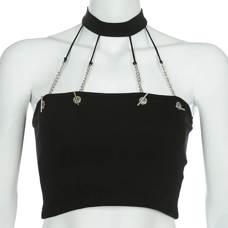Goth Dark Grunge Black Punk Gothic Camis Mall Goth Women Sexy Backless Halter Crop Tops Emo Chain Patchwork Alternative Clothes
Goth Dark Grunge Black Punk Gothic Camis Mall Goth Women Sexy Backless Halter Crop Tops Emo Chain Patchwork Alternative Clothes