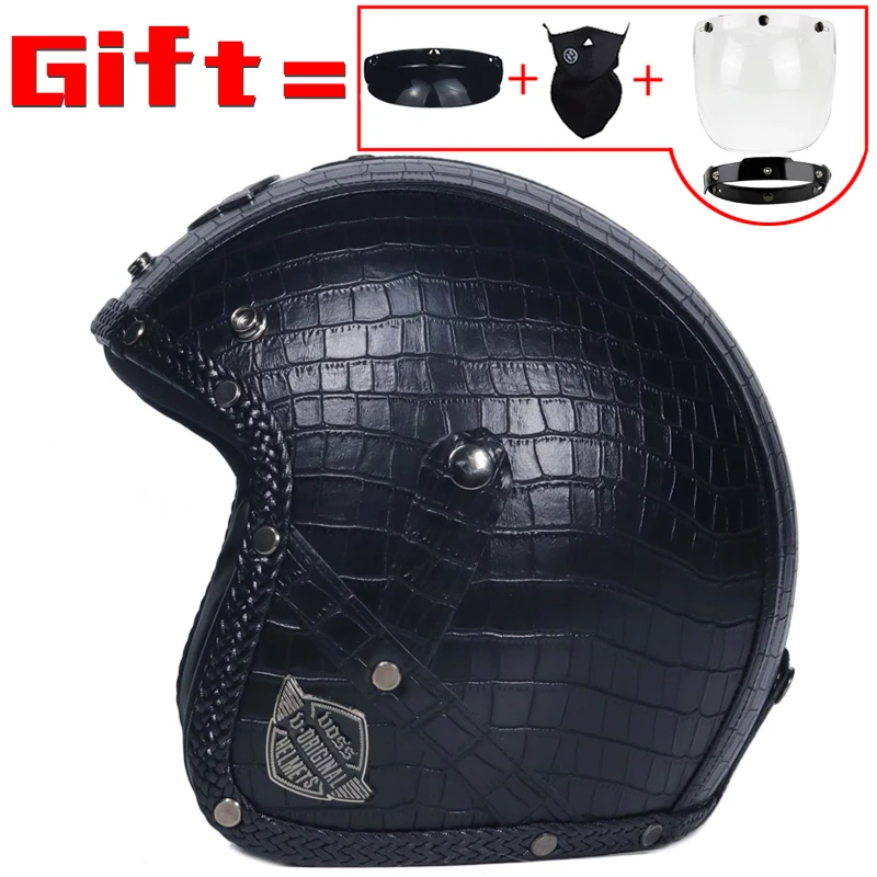 Ретро Винтаж мотоциклетный шлем Chopper скутер синтетическая кожа 3/4 с открытым