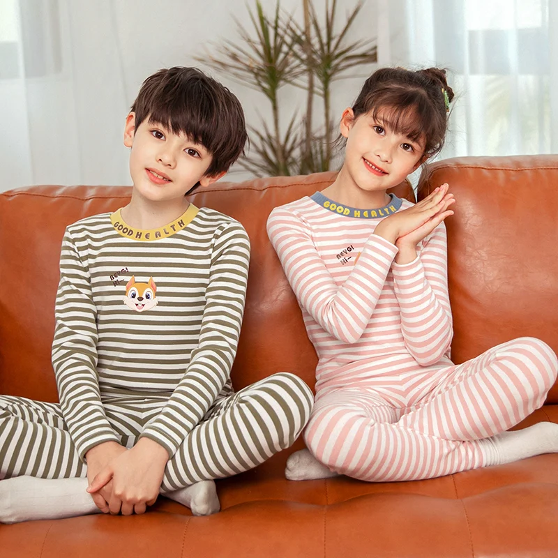 Kids Soft Cotton Pajamas Stripe Print Thermal Underwear Long Johns Unisex Children Sleepwear 3-14y Baby Boys Girls Home Wear
Kids Soft Cotton Pajamas Stripe Print Thermal Underwear Long Johns Unisex Children Sleepwear 3-14y Baby Boys Girls Home Wear