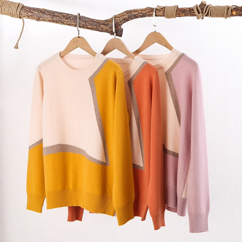 Cashmere sweater women 2021 autumn winter new 100%pure wool sweater ladies round neck pullover sweater Korean color matching top
Cashmere sweater women 2021 autumn winter new 100%pure wool sweater ladies round neck pullover sweater Korean color matching top