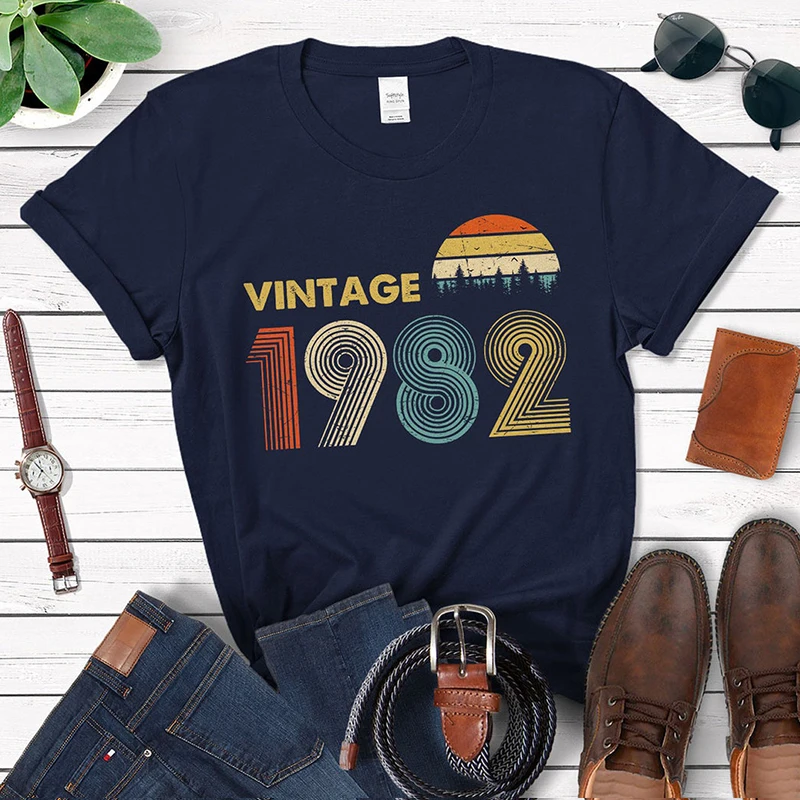 Винтажная Футболка 1982 рубашка в стиле ретро с идеей подарка на 40-летний день