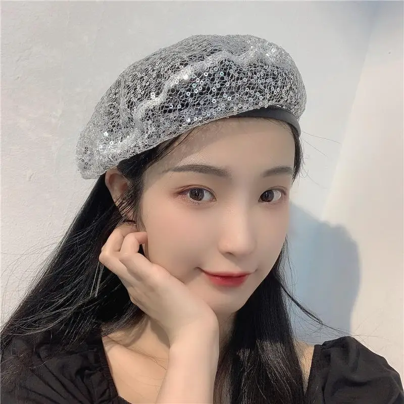 Mesh Sequin Beret Female Summer Breathable Thin Section British Hollow Painter Cap Elegant Temperament Octagonal Cap
Mesh Sequin Beret Female Summer Breathable Thin Section British Hollow Painter Cap Elegant Temperament Octagonal Cap
