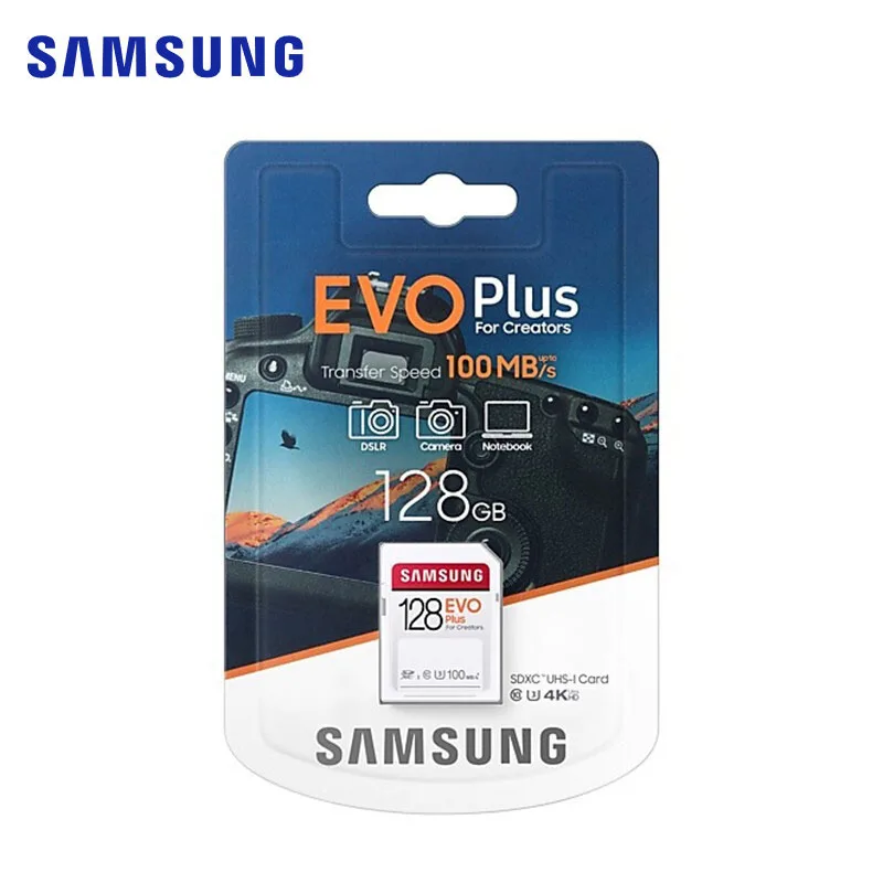 

SAMSUNG EVO Plus SDXC SD Card 256gb 128gb 64gb SDHC 32gb UHS-I read sped up to 100MB/s U1/U3 Class 10 for 4K UHD & FHD video