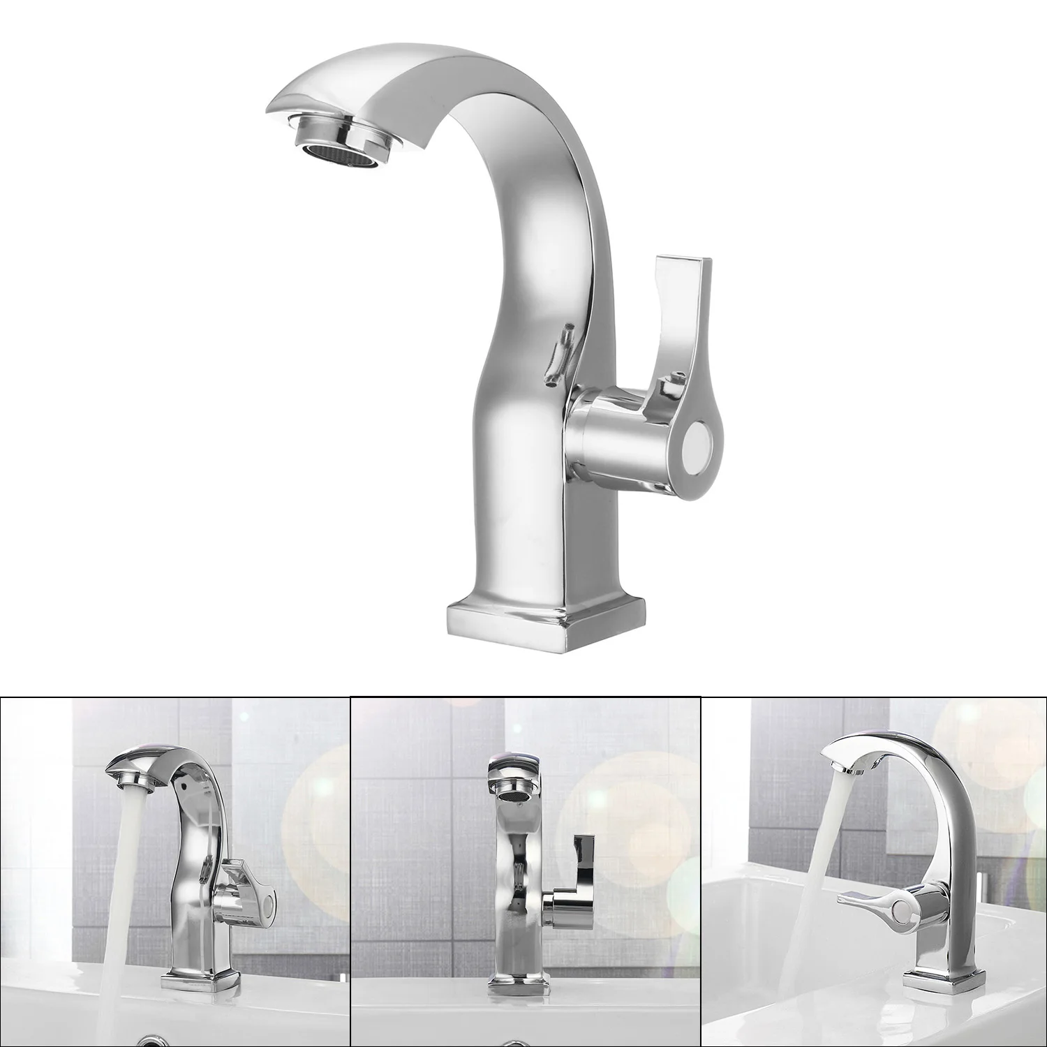 

1Pcs Sink Counter Waterfall Bathroom Tap Basin Single Lever Taps Chrome Square Mono Faucet Anti-fingerprint Free Shipping