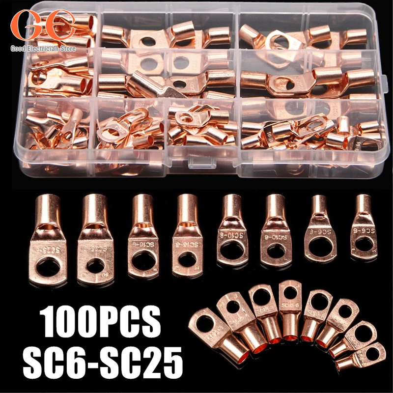 60/100PCS Auto Copper Ring Terminal Wire Crimp Connector Bare Cable Battery Terminals Soldered Connectors Assortment Kit Car
60/100PCS Auto Copper Ring Terminal Wire Crimp Connector Bare Cable Battery Terminals Soldered Connectors Assortment Kit Car
