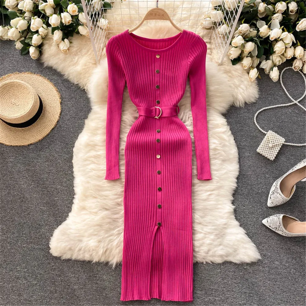 Fashion Autumn Long Sleeve Knitted Dress Women Basic Midi Dresses Elastic Skinny Female Robe Casual Vestidos Woman Clothing
Fashion Autumn Long Sleeve Knitted Dress Women Basic Midi Dresses Elastic Skinny Female Robe Casual Vestidos Woman Clothing