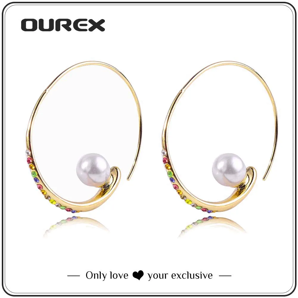 OUREX 2021 New Fashion Imitation Pearls Hoop Earrings Alloy Colorful Crystal Earrings for Women Party Wedding Jewelry Wholesale 
OUREX 2021 New Fashion Imitation Pearls Hoop Earrings Alloy Colorful Crystal Earrings for Women Party Wedding Jewelry Wholesale