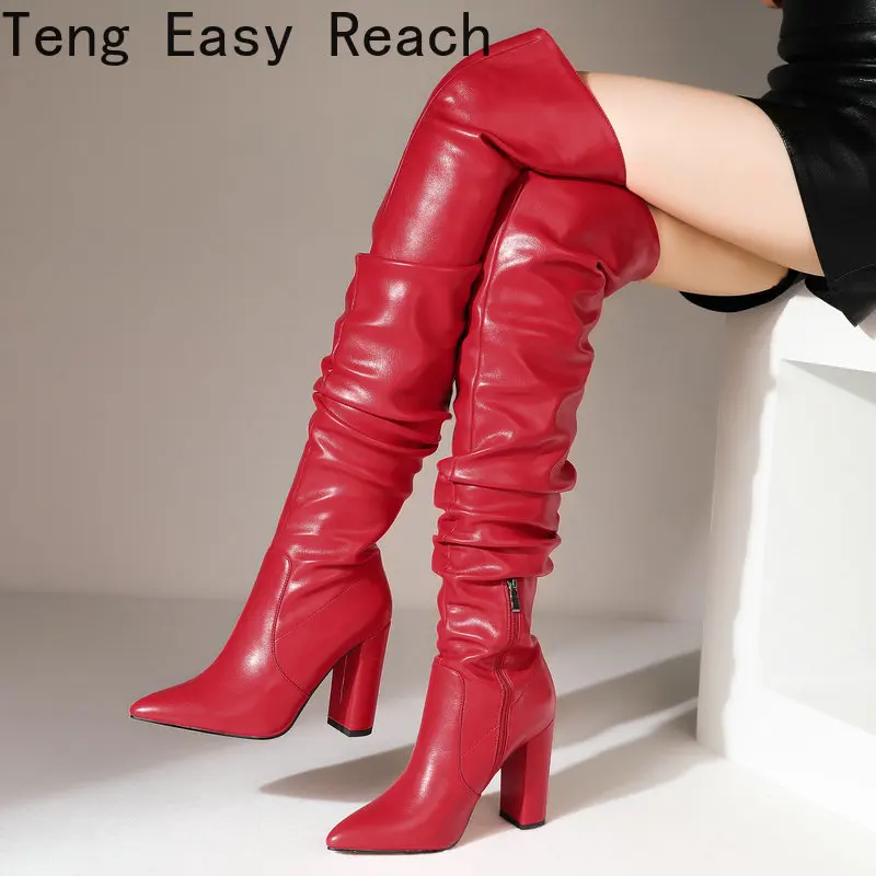 2021 Fashion Pleated Women Over The Knee Boots Square High Heel Zipper Thigh Boots Ladies Pointed Toe Autumn Winter Shoes Woman
2021 Fashion Pleated Women Over The Knee Boots Square High Heel Zipper Thigh Boots Ladies Pointed Toe Autumn Winter Shoes Woman