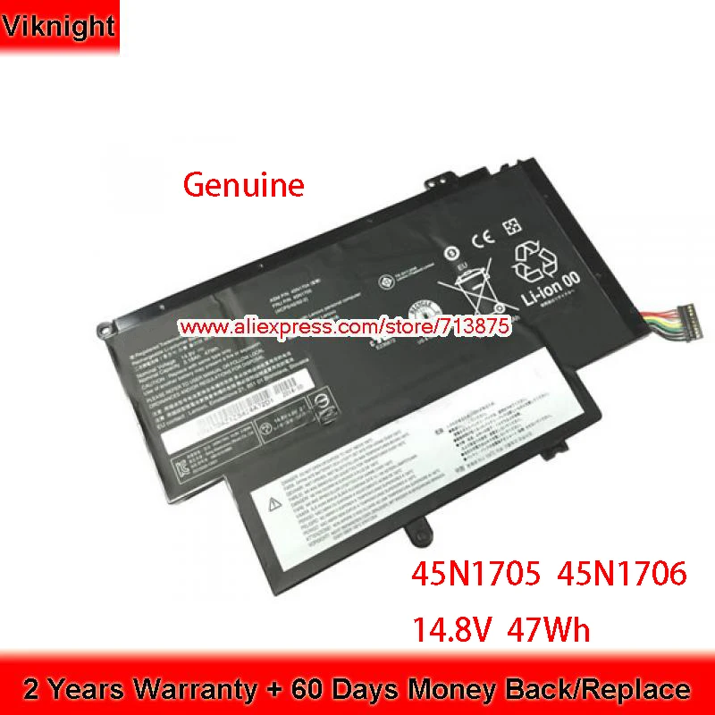 Genuine New 14.8V 47Wh 45N1705 45N1706 Battery for Lenovo Thinkpad 12.5inch S1 Yoga Laptop
Genuine New 14.8V 47Wh 45N1705 45N1706 Battery for Lenovo Thinkpad 12.5inch S1 Yoga Laptop