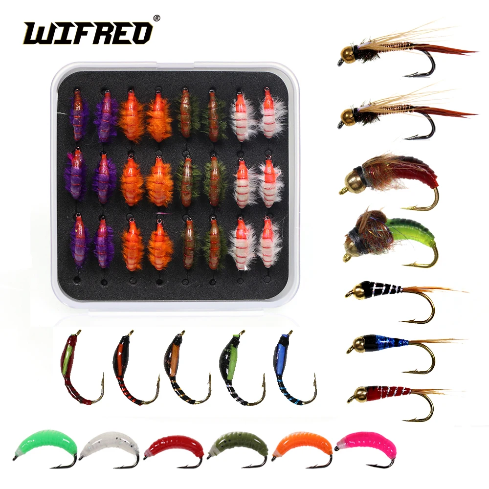 WIFREO 24pcs/set Fly Brass Head Copper Nymph Stonefly Midge Buzzer Jig Fly Trout Bait Artificial Insect Fishing Bait Lure
WIFREO 24pcs/set Fly Brass Head Copper Nymph Stonefly Midge Buzzer Jig Fly Trout Bait Artificial Insect Fishing Bait Lure