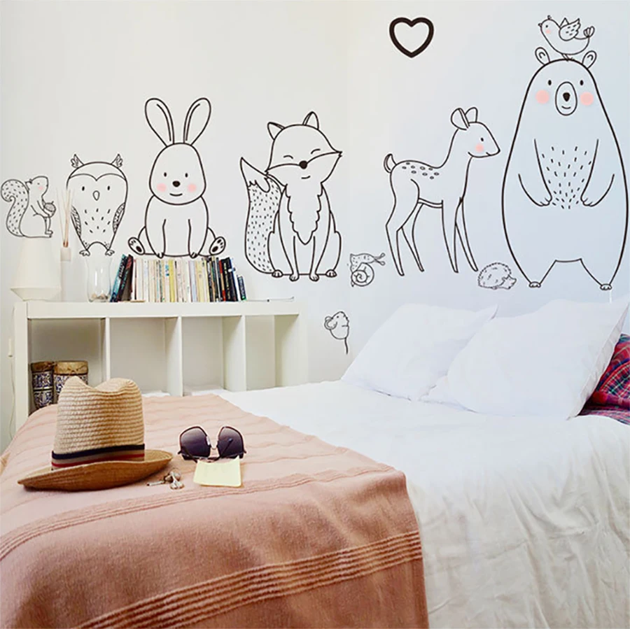 new cartoon animal wall sticker Shy Bear Fox Baby Children Room Creative Nursery Decals Adhesive Home Decor Wallpaper Supply
new cartoon animal wall sticker Shy Bear Fox Baby Children Room Creative Nursery Decals Adhesive Home Decor Wallpaper Supply
