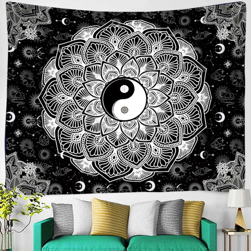 Mandala Tapestry Black and White YinYangStarry Sky Sun Bright Witchcraft Dormitory Yoga Blanket Style New Year Decorations 202
Mandala Tapestry Black and White YinYangStarry Sky Sun Bright Witchcraft Dormitory Yoga Blanket Style New Year Decorations 202