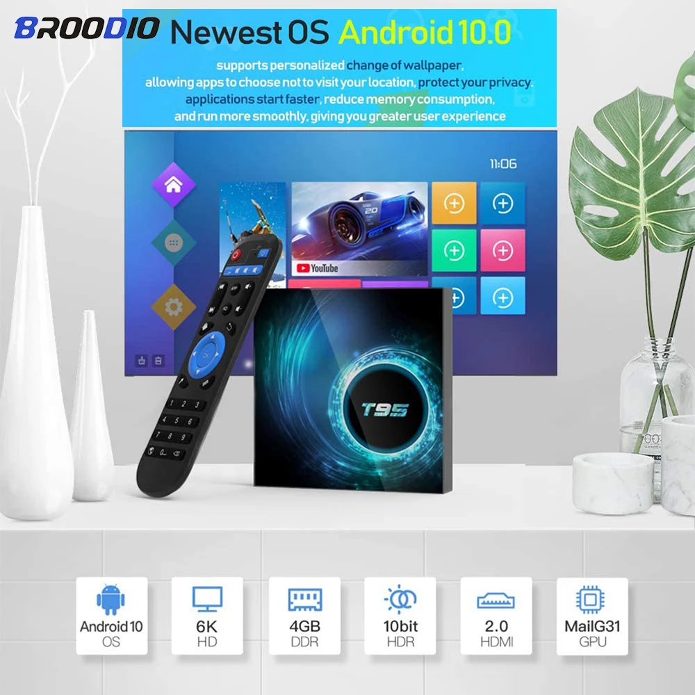 Android 10 TV Box 4G 64GB 128GB 2.4/5G WIFI YouTube Media player 6K Ultra HD Video Smart-TV Smart TV Box Android TV Set Top Box
Android 10 TV Box 4G 64GB 128GB 2.4/5G WIFI YouTube Media player 6K Ultra HD Video Smart-TV Smart TV Box Android TV Set Top Box