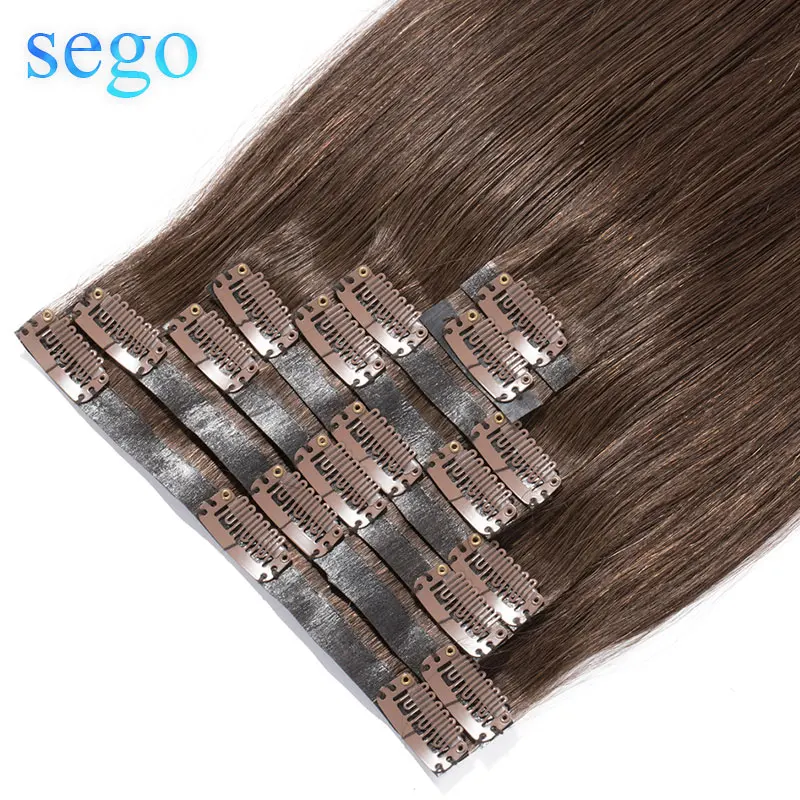 SEGO 22 "90 г 110 100% настоящие человеческие волосы на заколках для наращивания