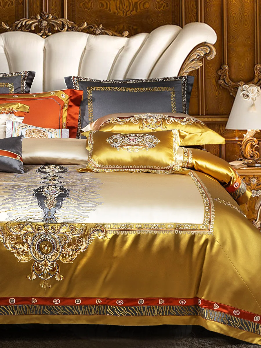 Italian light Luxury Satin four piece set palace embroidery high precision silk cotton bedding ten piece set bed cover
Italian light Luxury Satin four piece set palace embroidery high precision silk cotton bedding ten piece set bed cover