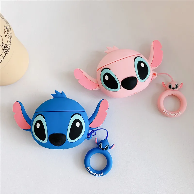 3D Cartoon Cute Stitch Earphone Case with Finger Ring Strap for Airpods Pro Lovely Funny Style Silicone Cover for Airpod 1/2/3
3D Cartoon Cute Stitch Earphone Case with Finger Ring Strap for Airpods Pro Lovely Funny Style Silicone Cover for Airpod 1/2/3