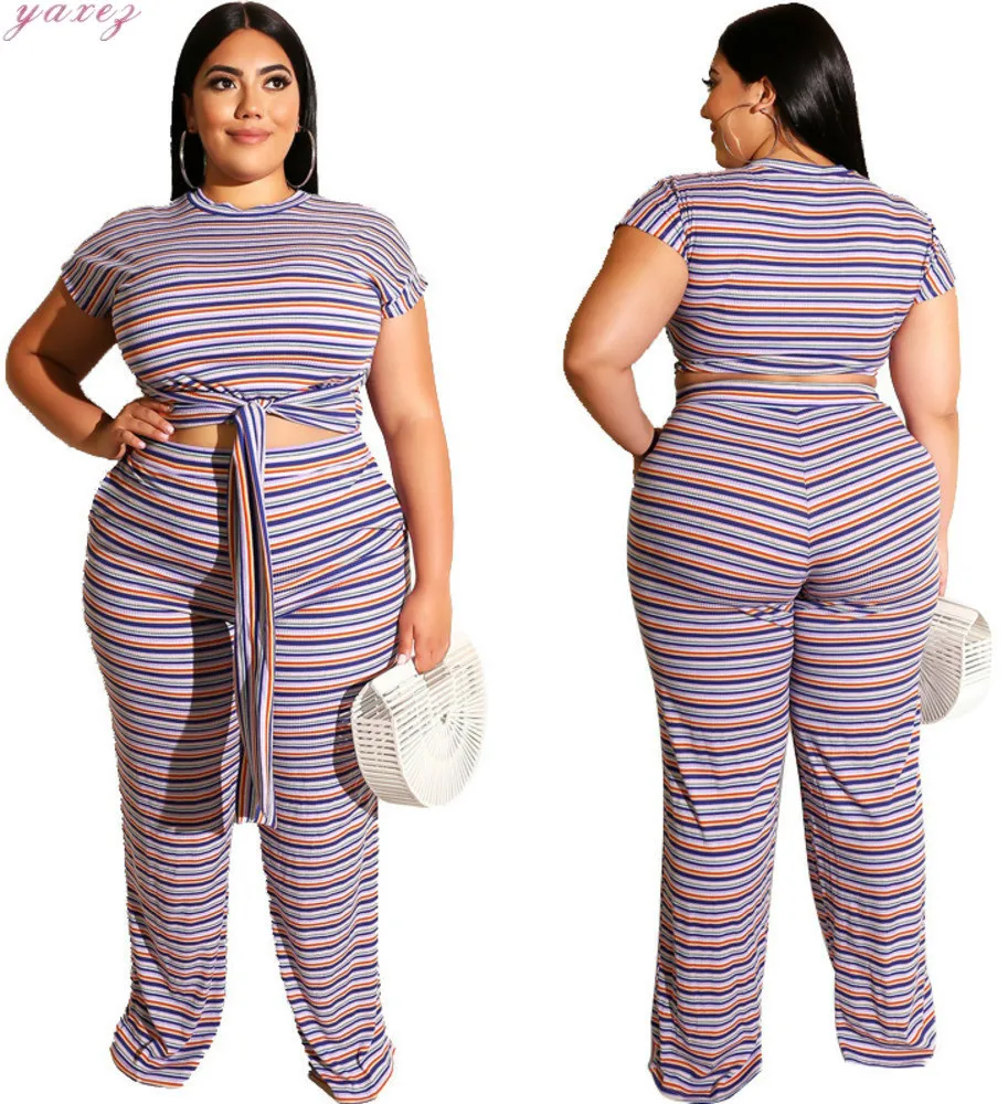 Rainbow Striped 2 Piece Outfits For Women Short Sleeve Crop Tops And Wide Leg Pants Suits Summer Two Pcs Matching Set Tracksuit
Rainbow Striped 2 Piece Outfits For Women Short Sleeve Crop Tops And Wide Leg Pants Suits Summer Two Pcs Matching Set Tracksuit