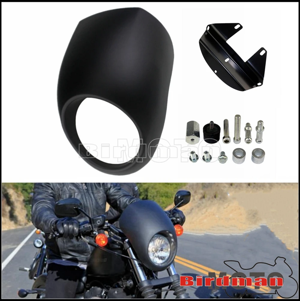 

Матовая черная обтекатель для фар лобового стекла для Harley Sportster XL 1200 883 Dyna FX 39 мм вилка мотоцикла 5-3/4 "маска для фары