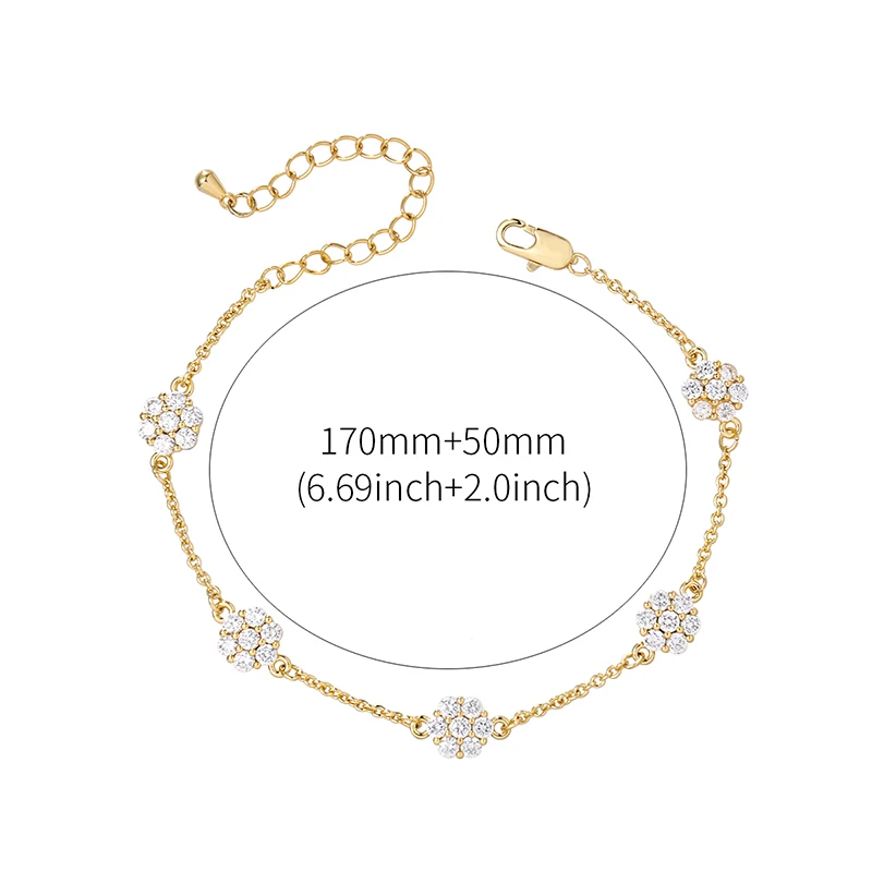 New Arrival Rhodium Silver or Real 14K Gold Plated Cubic Zirconia Zircon Chain Bracelets for Women Wedding Bride Bridesmaid | Украшения и