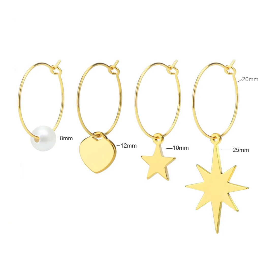 Simple Design Titanium Steel Round Women Earrings Heart Star Pearl Eight-pointed Star Drop Earrings OL Femme Fashion Accessories
Simple Design Titanium Steel Round Women Earrings Heart Star Pearl Eight-pointed Star Drop Earrings OL Femme Fashion Accessories