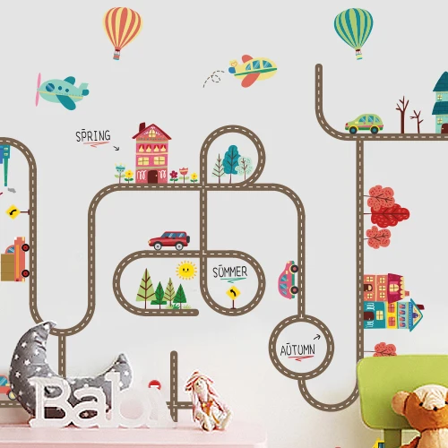 Cartoon Car Track Wall Sticker Kids Room Living Room Decoration Aesthetic Posters Mural PVC Children's Wall Decals
Cartoon Car Track Wall Sticker Kids Room Living Room Decoration Aesthetic Posters Mural PVC Children's Wall Decals