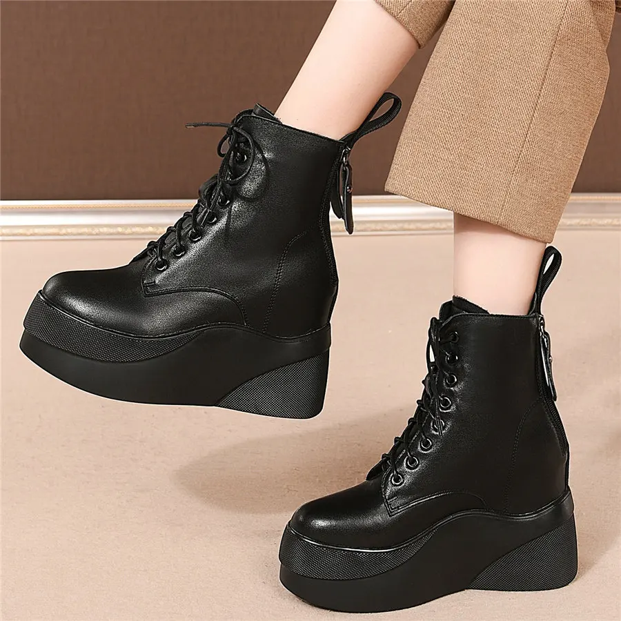 Platform Wedges Ankle Boots Women Genuine Leather High Heel Pumps Shoes Female High Top Round Toe Fashion Sneakers Casual Shoes
Platform Wedges Ankle Boots Women Genuine Leather High Heel Pumps Shoes Female High Top Round Toe Fashion Sneakers Casual Shoes