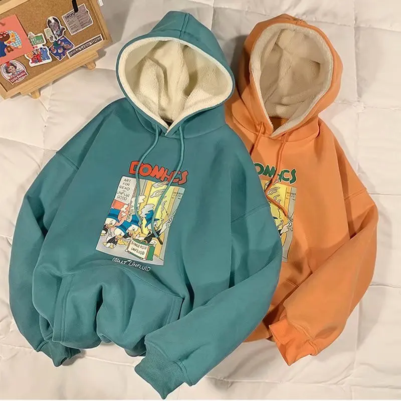 Streetwear Japanese Chic Pullover Tops Simple Winter Lamb Down Cap Hoodies Female Fashion Unisex Oversize Harajuku Hoodies Lady
Streetwear Japanese Chic Pullover Tops Simple Winter Lamb Down Cap Hoodies Female Fashion Unisex Oversize Harajuku Hoodies Lady