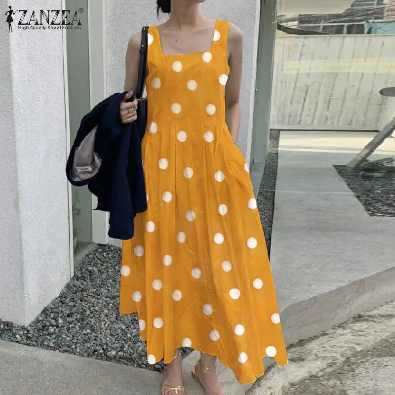 ZAZNEA Elegant Summer Women Casual Sleeveless Midi Dresses Polka Dots Printed Sundress Straps Pleated Vestidos Party Baggy Robe
ZAZNEA Elegant Summer Women Casual Sleeveless Midi Dresses Polka Dots Printed Sundress Straps Pleated Vestidos Party Baggy Robe