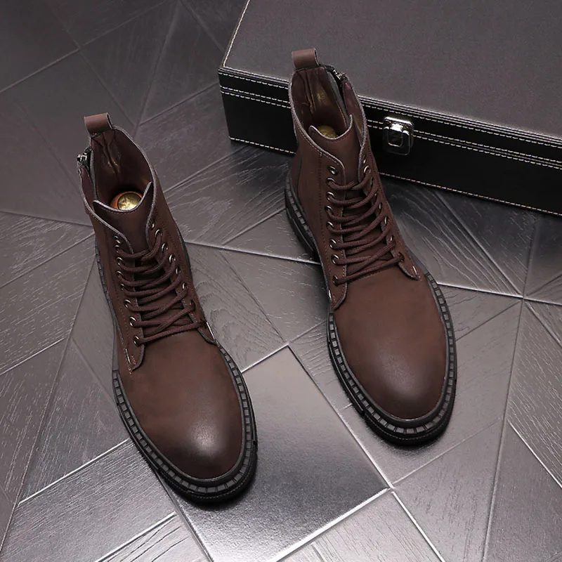 England style men's fashion genuine leather boots black brown tooling shoes streetwear platform boot cowboy botas hombre zapatos
England style men's fashion genuine leather boots black brown tooling shoes streetwear platform boot cowboy botas hombre zapatos