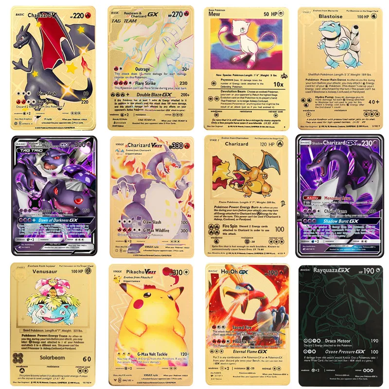 Pokemon Cards Gold Metal Card Pikachu Charizard Shadow Blastoise Anime Battle Action Figure Card Model Child Toy Gift
Pokemon Cards Gold Metal Card Pikachu Charizard Shadow Blastoise Anime Battle Action Figure Card Model Child Toy Gift