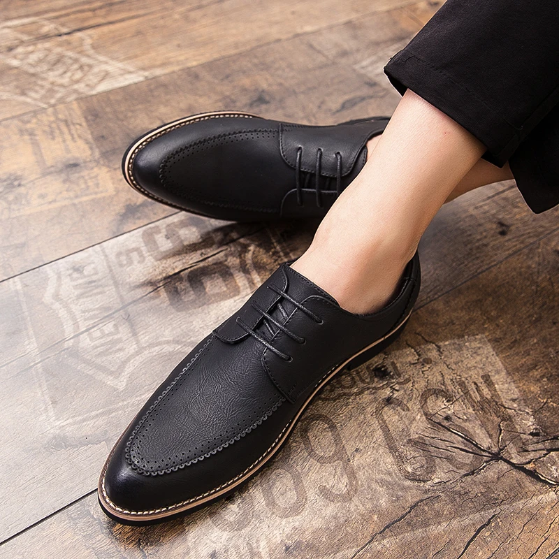 Men Casual Shoes Sneakers Leather Men's Flats Leisure Pointed Top Formal Business lace up oxfords Trend Black shoes Dropshipping
Men Casual Shoes Sneakers Leather Men's Flats Leisure Pointed Top Formal Business lace up oxfords Trend Black shoes Dropshipping