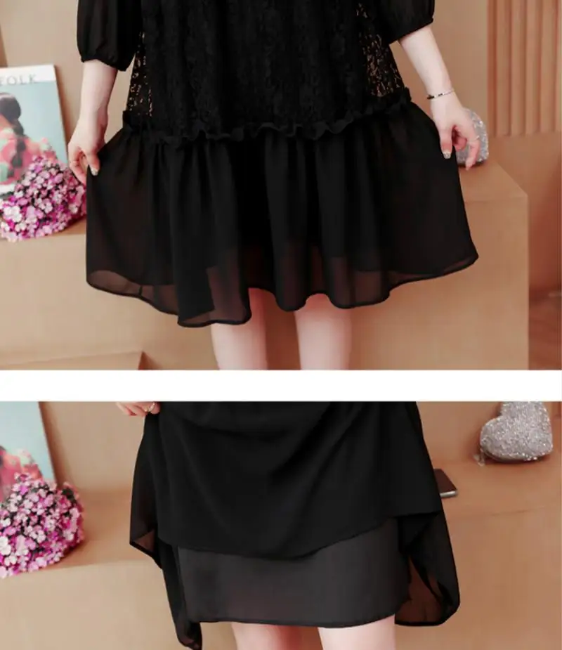 4XL 5XL 2020 Spring Female Leisure Loose Dress New Large size Women Lace Stitch Dress Plus Size Casual Black A Line Office Dress
4XL 5XL 2020 Spring Female Leisure Loose Dress New Large size Women Lace Stitch Dress Plus Size Casual Black A Line Office Dress