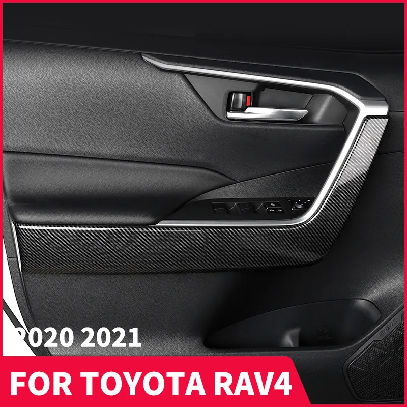 

Наклейки на панель дверного подлокотника, внутренняя панель двери, яркая полоса для интерьера Toyota RAV4 XA50, установка 2019, 2020, 2021, автомобильные ...