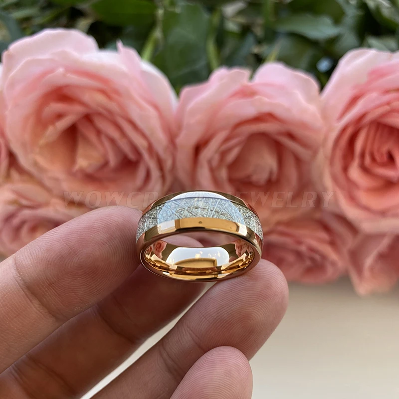 8 мм Для мужчин женщин золото/розовое золото Вольфрам обручальное кольцо
