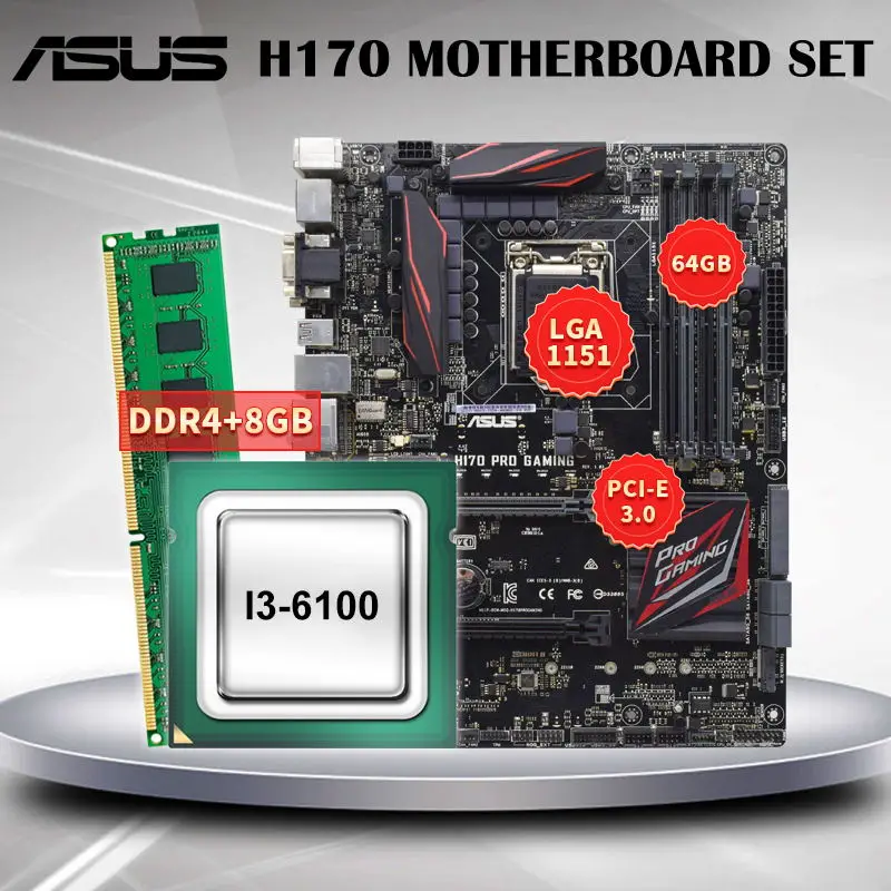 Игровая Материнская плата ASUS H170 LGA 1151 H170 PRO с процессором Intel Core I3-6100 Cpu и памятью DDR4 8 ГБ, чипсет Intel ATX, материнская плата
Игровая Материнская плата ASUS H170 LGA 1151 H170 PRO с процессором Intel Core I3-6100 Cpu и памятью DDR4 8 ГБ, чипсет Intel ATX, материнская плата