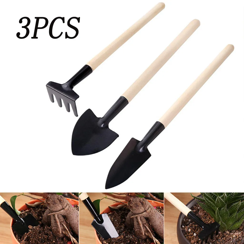 

Mini Three-piece Set Gardening Tools Iron Spatula/rake/shovel Home Potted Planting Tools Mini Garden Tools Hoe Factory Wholesale