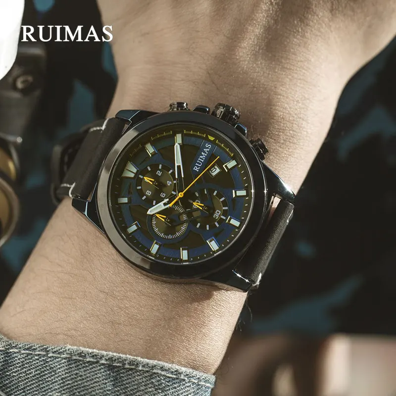 RUIMAS Mens Quartz Watch Chronograph Army Military Luxury Brand Leather WristWatch Male Clock Watches for Men Relogio Masculino
RUIMAS Mens Quartz Watch Chronograph Army Military Luxury Brand Leather WristWatch Male Clock Watches for Men Relogio Masculino