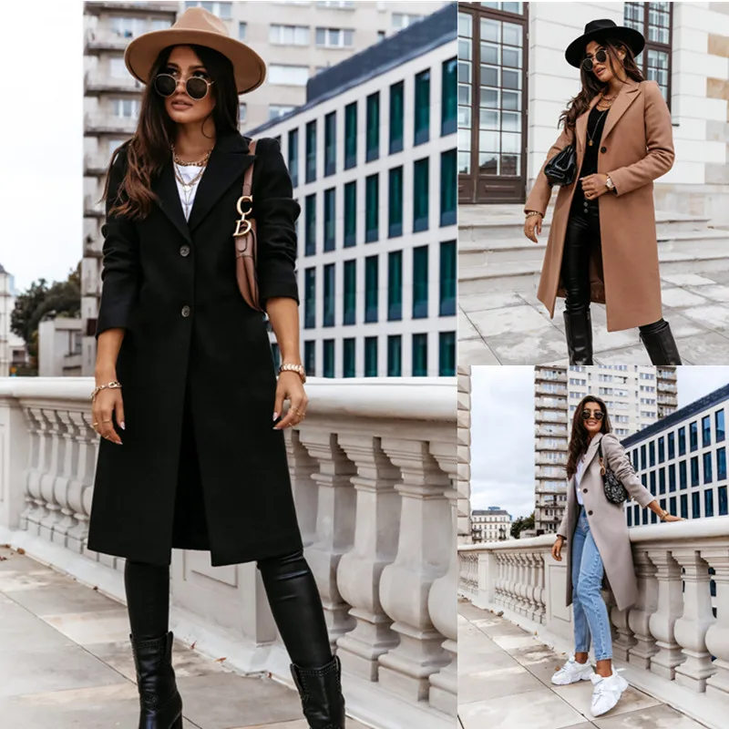 2021 autumn and winter solid color long-sleeved suit collar woolen coat coat women clothing
2021 autumn and winter solid color long-sleeved suit collar woolen coat coat women clothing