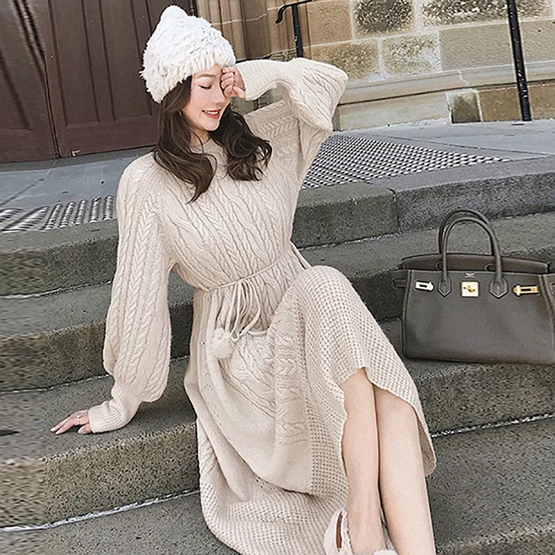 Women Knitted Sweater Dress Autumn and Winter Wear Over The Knee Long Dress Fashion Vestidos Muje Female Formal Dresses
Women Knitted Sweater Dress Autumn and Winter Wear Over The Knee Long Dress Fashion Vestidos Muje Female Formal Dresses