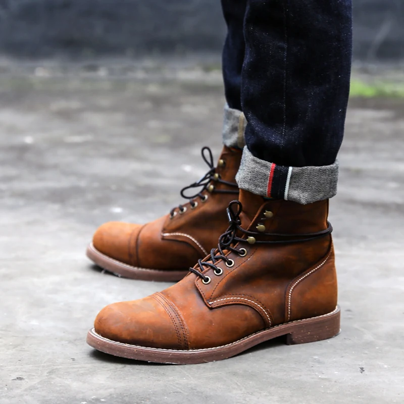 Новые осенние винтажные модные мужские ботинки Ботильоны ручной работы из
