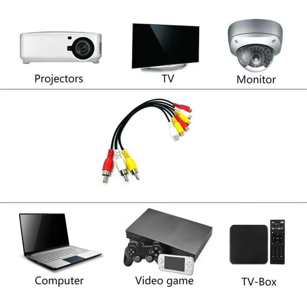 3 RCA Male To 6 RCA Female Plug Splitter 3RCA Adapter female split Video AV Cable male cable DVD Adapter Audio to TV RCA 2 T6R5
3 RCA Male To 6 RCA Female Plug Splitter 3RCA Adapter female split Video AV Cable male cable DVD Adapter Audio to TV RCA 2 T6R5