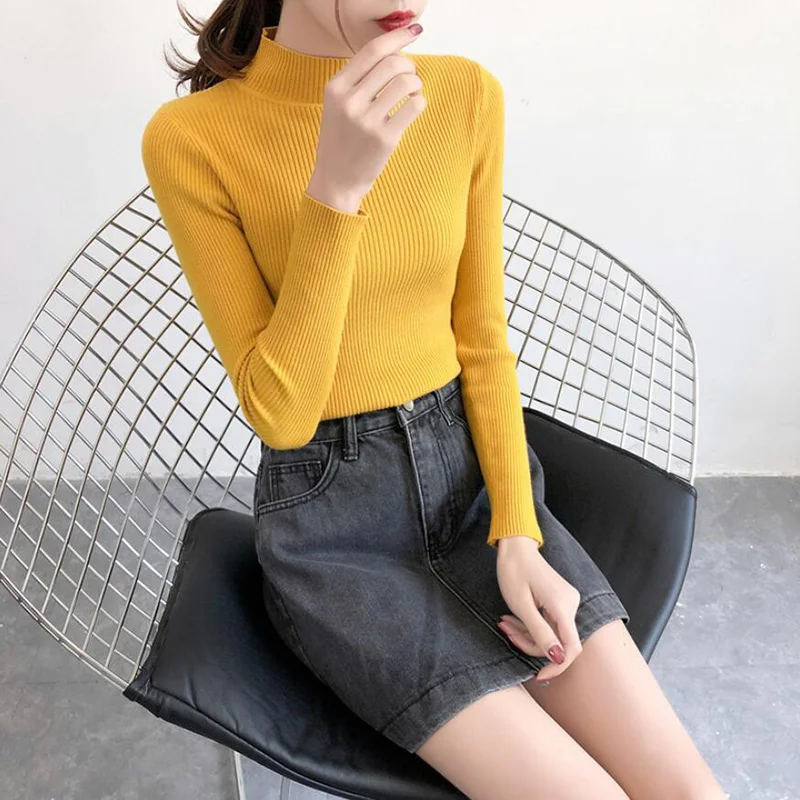 Casual Autumn Winter Women Sweater Pullovers Long Sleeve Half high collar chic Sweater Female Slim Knit Top Soft Jumper Tops
Casual Autumn Winter Women Sweater Pullovers Long Sleeve Half high collar chic Sweater Female Slim Knit Top Soft Jumper Tops