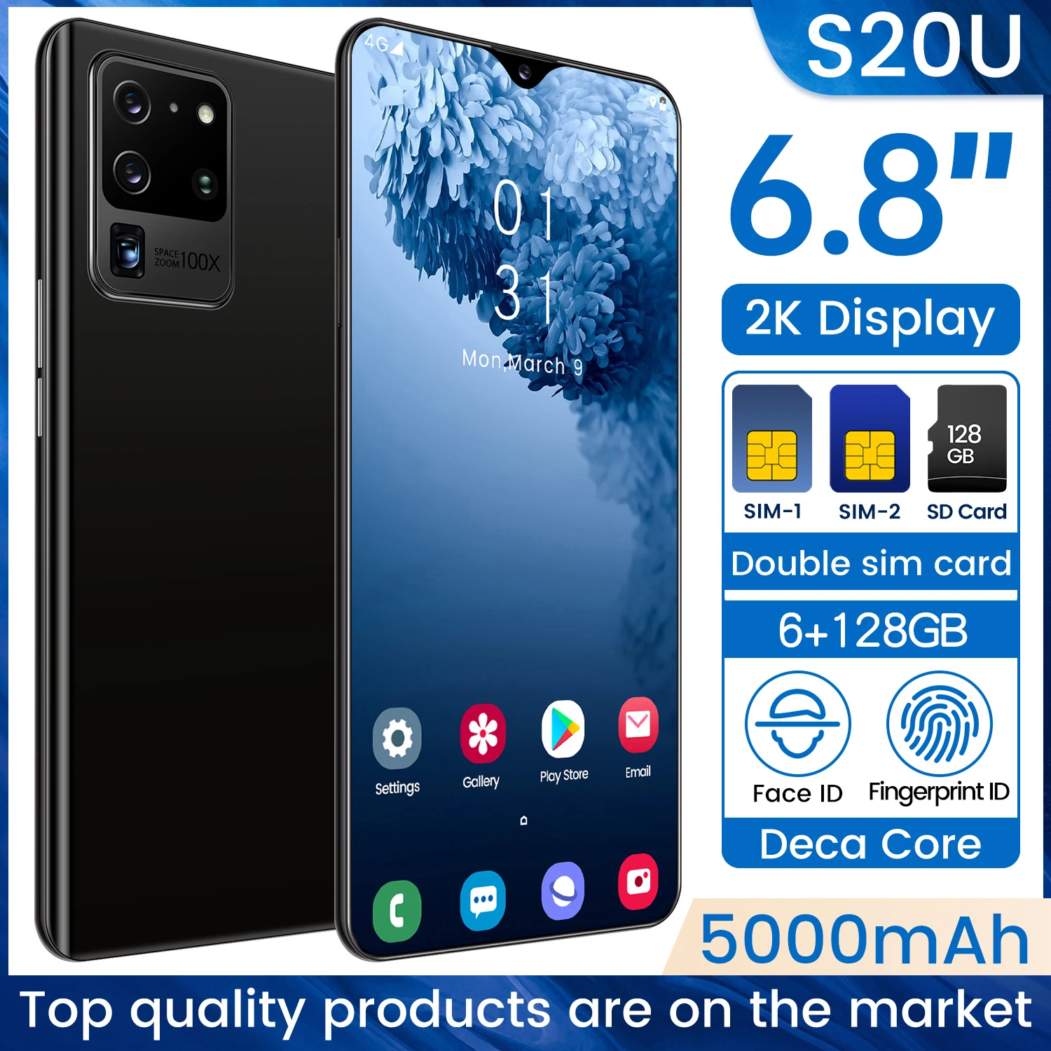 Global Version S20U Smartphones 6.8 Inch 6GB RAM 128GB ROM Mobile Phones 5000 MAh Cellphone Face ID Unlocked Smartphones
Global Version S20U Smartphones 6.8 Inch 6GB RAM 128GB ROM Mobile Phones 5000 MAh Cellphone Face ID Unlocked Smartphones