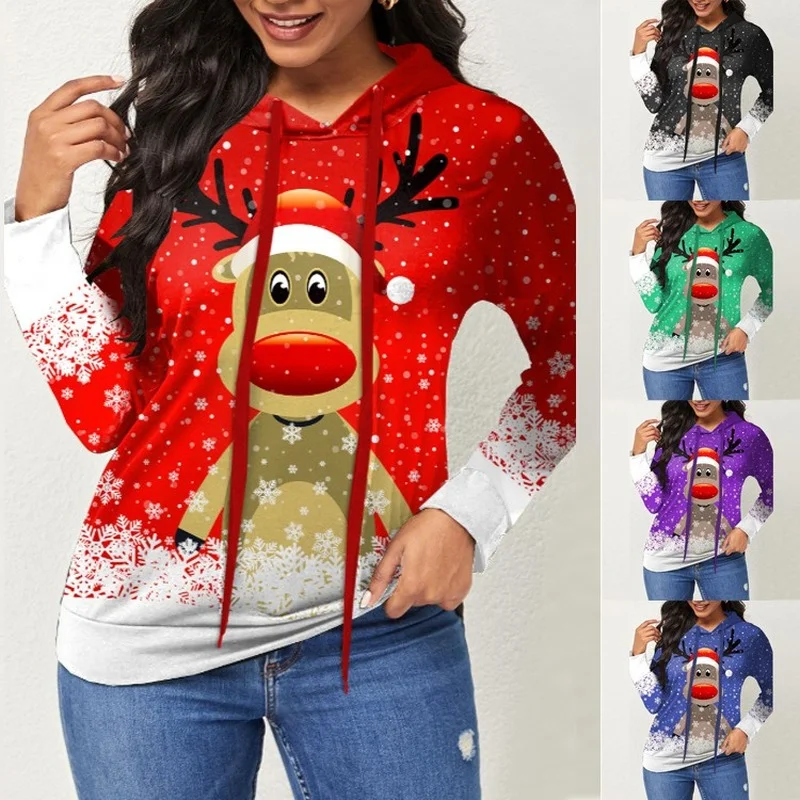 Christmas Elk Print Sweatshirt Hoodie Long Sleeve Casual Women Pullovers Loose Winter Fashion Women Clothes Lugentolo 
Christmas Elk Print Sweatshirt Hoodie Long Sleeve Casual Women Pullovers Loose Winter Fashion Women Clothes Lugentolo