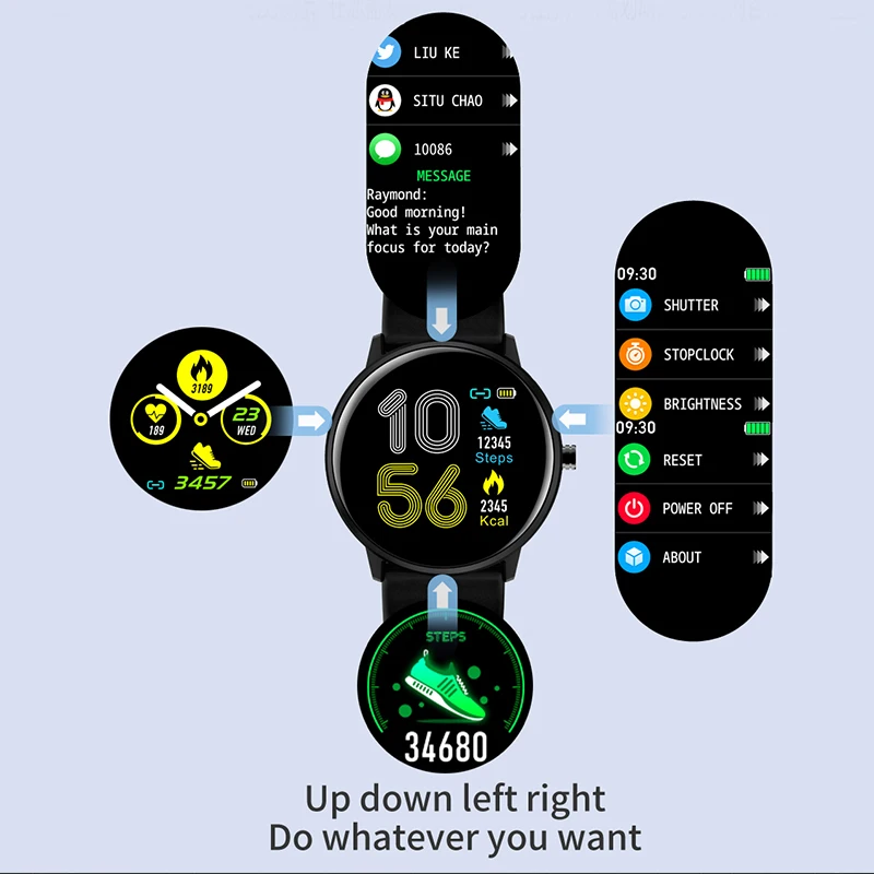 Смарт-часы для мужчин и женщин монитор сердечного ритма кровяного давления IP68