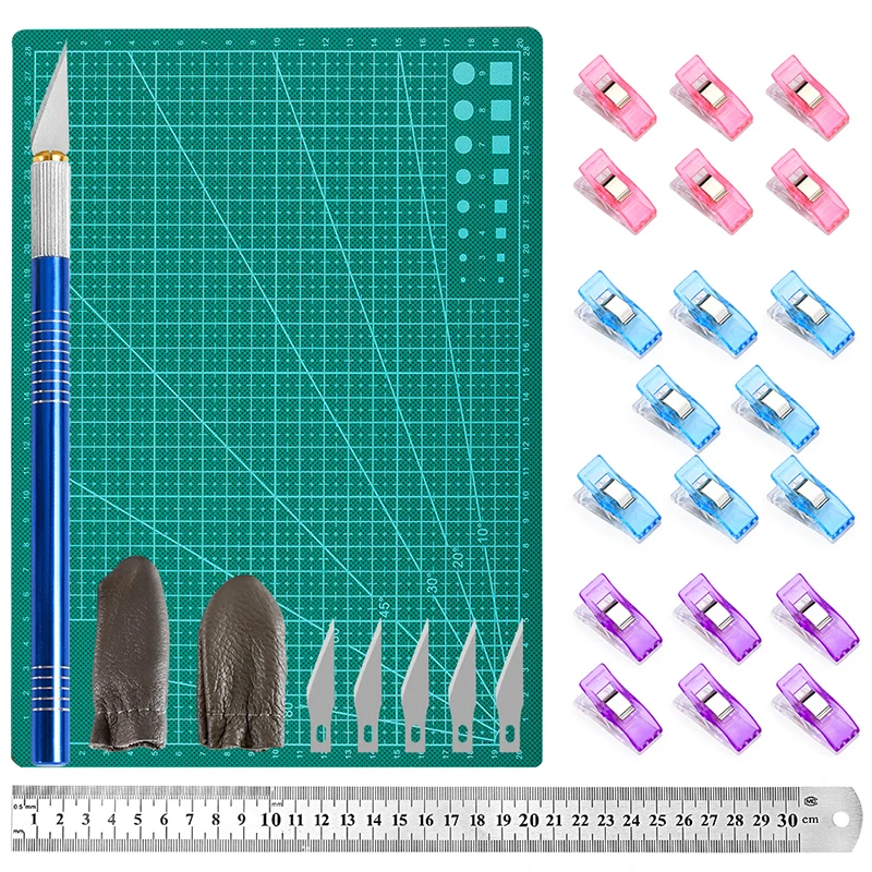 LMDZ Carving Kit Leather Engraving Knife with 5 Blades A4 Cutting Mat Sewing Clips Precision Ruler Leather Sewing Kits
LMDZ Carving Kit Leather Engraving Knife with 5 Blades A4 Cutting Mat Sewing Clips Precision Ruler Leather Sewing Kits