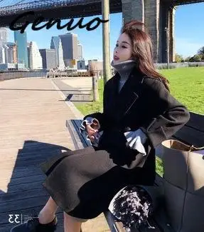 Genuo Новинка 2019 офисное женское длинное пальто с поясом, шерстяное пальто и куртка с отложным воротником, свободная Обычная однотонная женск...
Genuo Новинка 2019 офисное женское длинное пальто с поясом, шерстяное пальто и куртка с отложным воротником, свободная Обычная однотонная женск...