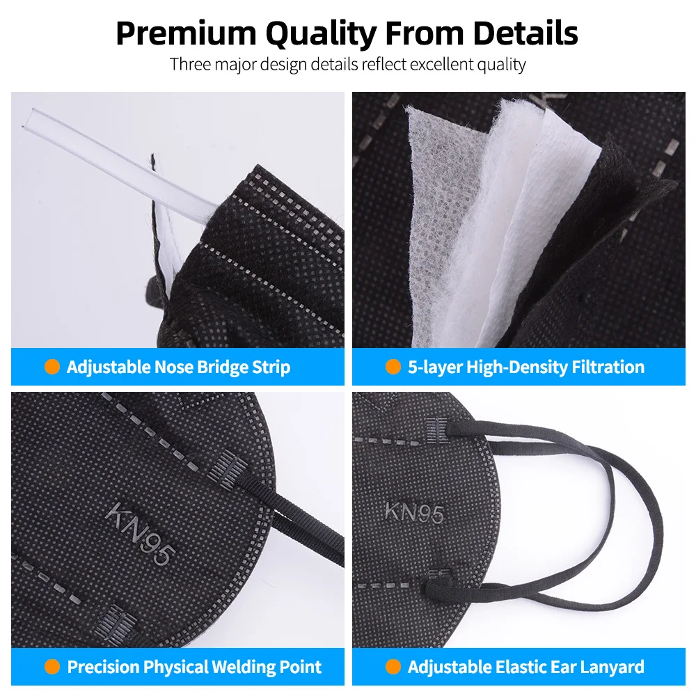 20-100pcs Black FFP2 Mask Mondkapje with Valve KN95 95% Filtration 5-lay Breathable Face Cover Non-woven Filter Anti-dust Masque
20-100pcs Black FFP2 Mask Mondkapje with Valve KN95 95% Filtration 5-lay Breathable Face Cover Non-woven Filter Anti-dust Masque