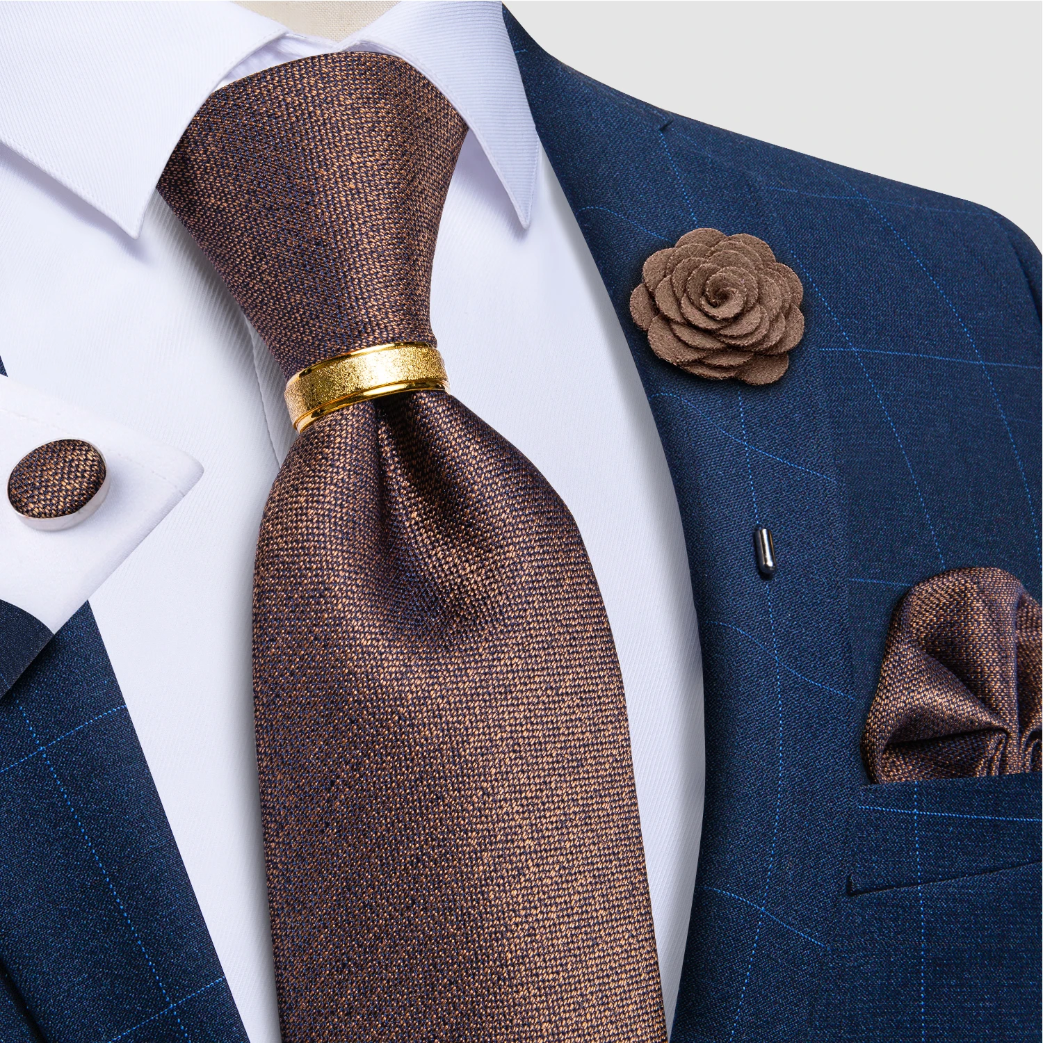 Classic Brown Solid Ties For Men With Tie Ring Brooch Pocket Square Cufflinks Men's Wedding Business Neck Tie Corbatas Gift Men 
Classic Brown Solid Ties For Men With Tie Ring Brooch Pocket Square Cufflinks Men's Wedding Business Neck Tie Corbatas Gift Men